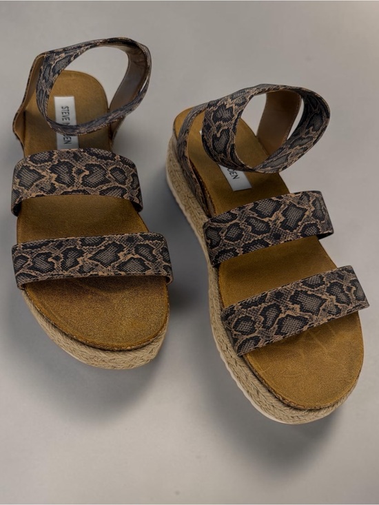 Steve Madden Shoes - Steve Madden Snake-Print Espadrille Platform Sandals in Brown and Black